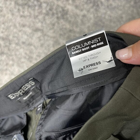 Express Pants Womens 8R Olive Green Columnist Barely Boot Mid Rise Dress Work - Picture 9 of 12